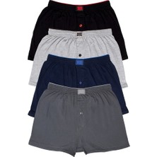 Tutku Karışık 4'lü Erkek Penye Havlu Bel Düz Boxer
