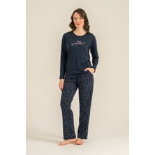Arnetta Kadın Just Close Your Eyes Lacivert Uzun Kol Pijama Takım AR3774-S-V2 AR3774-S-V2