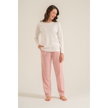 Pierre Cardin Kadın Have A Super Day Beyaz Uzun Kol Pijama Takım PC9294-S-V2 PC9294-S-V2