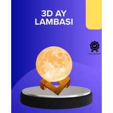 Epilons 16 Renkli 3d Baskılı Ay Lambası Ahşap Standlı