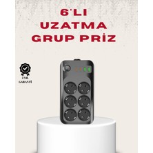 Epilons 6’lı Grup Priz Termal Korumalı Usb Type-c Çoklu Priz 2 Metre Kablo