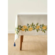 Bella Maison Lemoncello Pamuklu Masa Örtüsü Sarı Renkli Dikdörtgen Desenli %90 Pamuk 150 x 250 cm