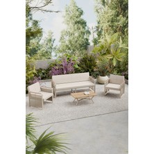 Upstyle Maris Bahçe Balkon Oturma Takımı | Metal Karkas, 3+1+1 Koltuk, Cappucino Bej