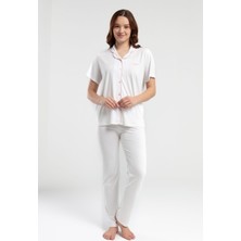 Pierre Cardin Krem Kadın Gömlek Pijama Takım