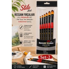 Artlantis Profesyonel Resim Fırça Seti 6 Lı Kedi Dili 1 Paket Stilo Set 2 Sentetik Kaliteli Ressam Fırça Seti Akrilik Guaj Yağlı