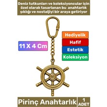 Wintoup #anahtarlık Özel Üretim Denizci Temalı Marin Sevgili Babalar Öğretmenler Günü Dekoratif Hediyelik Koleksiyon Estetik Antika Görünümlü Pirinç Dümen Tasarımlı Anahtarlık 11 x 4 cm
