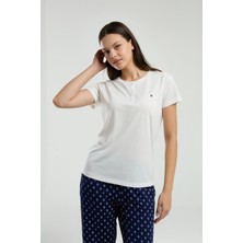 Pierre Cardin Yeni Pierre Cardin Kadın Beyaz Kısa Kol Pijama Takım