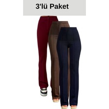 Thiff Krep Kumaş Likralı Kadın Palazzo Pantolon 3'lü Set