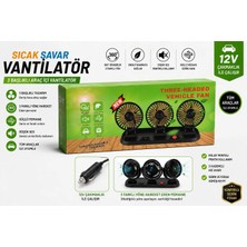 Powermaster Araç Içi Vantilatör - 3 Başlıklı , Çakmaklık Girişli 12V Araç Içi Fan - Numaratörlü Oto Vantilatör