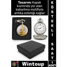 Wintoup #saat Retro 4x5 cm Klasik Koleksiyonluk Hediyelik Özel Kutulu Gümüş Şık Galata Kulesi Köstekli Saat