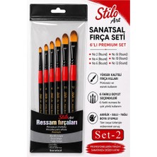 ArtMaster Profesyonel Resim Fırça Seti 6 Lı Kedi Dili 1 Paket Stilo Set 2 Sentetik Kaliteli Ressam Fırça Seti Akrilik Guaj Yağlı