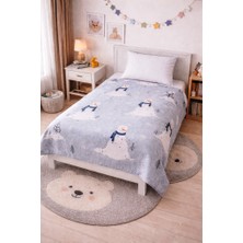 Amazon Ev Pamuk Dokuma Tek Kiş Çocuk  Pike 160*240 cm Gri/ Kardan Adam  A12