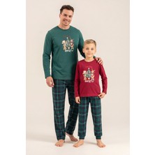 Arnetta Holiday Party Erkek Baba Oğul Bordo Uzun Kol Pijama Takım AR3822-A-V1 AR3822-A-V1