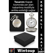 Wintoup #saat Retro 4x5 cm Klasik Koleksiyonluk Hediyelik Özel Kutulu Gümüş Şık Atatürk Imzalı Köstekli Saat