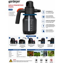 Gardener 2 Litre Şarjlı  USB Şarjlı Elektrikli Püskürtücü Bahçe Spreyi Otomatik Basınçlı Sprey Ayarlanabilir Nozul Bitki Sulama ve Temizlik Pompası