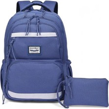 Smart Bags Sırt Çantası Okul Boyu Kalem Kutusu Hediyeli 3234 - Jeans Mavi Lila