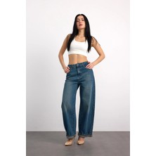 Vigoss Jeans 24350-73607 Kadın Baggy Fold Up Mıd Rıse Regular Denim Pantolon 24350-73607