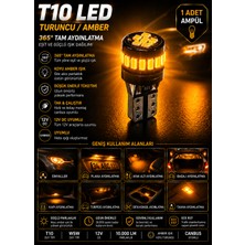 Duolight T10 WY5W Amber Turuncu LED Ampul 360° Aydınlatma Canbus Hatasız Sinyal Park ( 1 Adet )