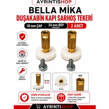 AYRINTISHOP  Bella Mika Duşakabin Kapı Sarhoş Tekeri 18 mm Çap 24 mm Boy Cam Kabin Rulman Tekeri Yedek Parça (2'li / 4'lü / 8'li Seçenekli)