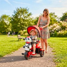 Farbu Oyuncak 127 Little Panda Ebeveyn Kontrollü Tenteli Müzikli Tricycle Üç Teker Bisiklet -Kırmızı/siyah