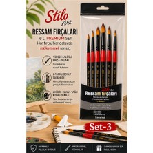 Artlantis Profesyonel Resim Fırça Seti 6 Lı Yuvarlak 1 Paket Stilo Set 3 Sentetik Kaliteli Ressam Fırça Seti Akrilik Guaj Yağlı