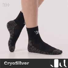 Rider Healthcare Cryo Silver + Havlu Taban Kısa Gümüş İplikli Çorap — Siyah