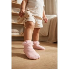 Katia & Bony Kız Bebek Tül Aksesuarlı Pembe Step Çorap Yumuşak Dokulu Zarif Detaylarla