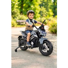 Farbu Oyuncak 447 Motocross 12V Akülü Motor - Amortisörlü, Mp3 Çalarlı Dijital Akü Göstergeli Motor -Gri