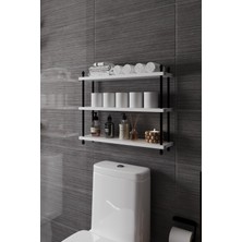 Aymobsan Inci Klozet Arkası Çok Amaçlı Banyo Düzenleyici Klozet Üstü Raf ve Organizatör 60 cm - Beyaz