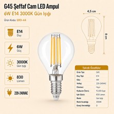 Heka E14 G45 Şeffaf Cam LED Ampul 6W 3000K Gün Işığı Erd-44