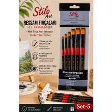 Artlantis Profesyonel Resim Fırça Seti 6 Lı Kesik Uçlu 1 Paket Stilo Set 5 Sentetik Kaliteli Ressam Fırça Seti Akrilik Guaj Yağlı