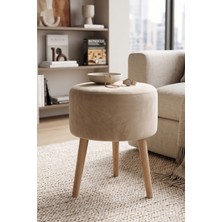 Pikas Ahşap Ayaklı Modern Tasarım Yuvarlak Puf, Tabure 6097