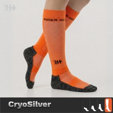 Rider Healthcare Cryo Silver + Havlu Taban Uzun Çorap — Turuncu/Siyah (Kadın)