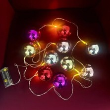 Ett 2m 10 LED Pilli Parlak Top Lamba - 2 Kademeli Yılbaşı Ağacı Süsü
