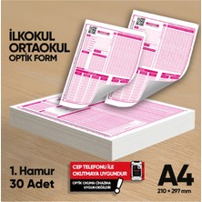 Karakutu Yayınları İlkokul-Ortaokul Deneme Sınavları için 30 Adet Optik Form