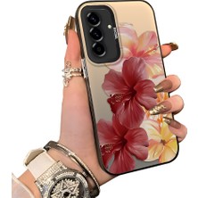 HONTINGA Samsung Galaxy A56 ile Uyumlu Kılıf Silikon Kenar Sert Arka Kamera Koruyucu Basitlik Anti Düşme Kamera Korumalı Çiçekli Desen Couple Telefon Kılıfı Kadın ve Erkek Için Uygundur K1-1498