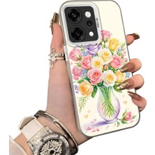 HONTINGA Oppo Reno 14 Pro 5g ile Uyumlu Kılıf Silikon Kenar Sert Arka Kamera Koruyucu Basitlik Anti Düşme Kamera Korumalı Çiçekli Desen Couple Telefon Kılıfı Kadın ve Erkek Için Uygundur K1-1500