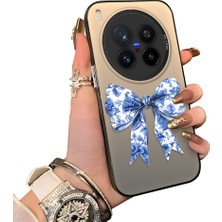 HONTINGA Vivo X300 Pro ile Uyumlu Kılıf Silikon Kenar Sert Arka Kamera Koruyucu Basitlik Anti Düşme Kamera Korumalı Papyon Desen Couple Telefon Kılıfı Kadın ve Erkek Için Uygundur K1-1496