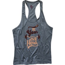 Bluu Fitness Sporcu Atleti Gri Tank Top Be Your Own Hero Rahat Fitwear