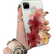 HONTINGA Realme C21Y ile Uyumlu Kılıf Silikon Kenar Sert Arka Kamera Koruyucu Basitlik Anti Düşme Kamera Korumalı Çiçekli Desen Couple Telefon Kılıfı Kadın ve Erkek Için Uygundur K1-1498