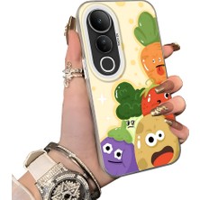 HONTINGA Vivo V50 Lite ile Uyumlu Kılıf Silikon Kenar Sert Arka Kamera Koruyucu Basitlik Anti Düşme Kamera Korumalı Karikatür Desen Couple Telefon Kılıfı Kadın ve Erkek Için Uygundur K1-1499