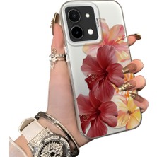 HONTINGA Vivo Y28 ile Uyumlu Kılıf Silikon Kenar Sert Arka Kamera Koruyucu Basitlik Anti Düşme Kamera Korumalı Çiçekli Desen Couple Telefon Kılıfı Kadın ve Erkek Için Uygundur K1-1498