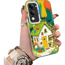 HONTINGA Vivo Y04 ile Uyumlu Kılıf Silikon Kenar Sert Arka Kamera Koruyucu Basitlik Anti Düşme Kamera Korumalı Ev Desen Couple Telefon Kılıfı Kadın ve Erkek Için Uygundur K1-1501