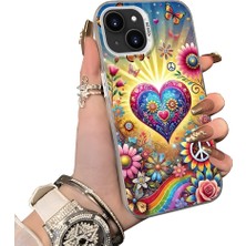 HONTINGA iPhone 15 Plus ile Uyumlu Kılıf Silikon Kenar Sert Arka Kamera Koruyucu Basitlik Anti Düşme Kamera Korumalı Kalp Desen Couple Telefon Kılıfı Kadın ve Erkek Için Uygundur K1-1502