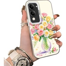 HONTINGA Vivo Y04 ile Uyumlu Kılıf Silikon Kenar Sert Arka Kamera Koruyucu Basitlik Anti Düşme Kamera Korumalı Çiçekli Desen Couple Telefon Kılıfı Kadın ve Erkek Için Uygundur K1-1500