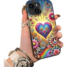 HONTINGA iPhone 15 Plus ile Uyumlu Kılıf Silikon Kenar Sert Arka Kamera Koruyucu Basitlik Anti Düşme Kamera Korumalı Kalp Desen Couple Telefon Kılıfı Kadın ve Erkek Için Uygundur K1-1502
