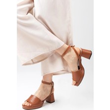 Mio Gusto Ellen Taba Renk Platformlu Kadın Topuklu Sandalet