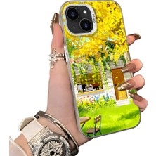 HONTINGA iPhone 15 Plus ile Uyumlu Kılıf Silikon Kenar Sert Arka Kamera Koruyucu Basitlik Anti Düşme Kamera Korumalı Manzara Desen Couple Telefon Kılıfı Kadın ve Erkek Için Uygundur K1-1503