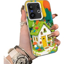 HONTINGA Vivo X200 Fe ile Uyumlu Kılıf Silikon Kenar Sert Arka Kamera Koruyucu Basitlik Anti Düşme Kamera Korumalı Ev Desen Couple Telefon Kılıfı Kadın ve Erkek Için Uygundur K1-1501