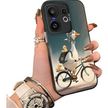 HONTINGA Vivo X200 Fe ile Uyumlu Kılıf Silikon Kenar Sert Arka Kamera Koruyucu Basitlik Anti Düşme Kamera Korumalı Ördek Desen Couple Telefon Kılıfı Kadın ve Erkek Için Uygundur K1-1504